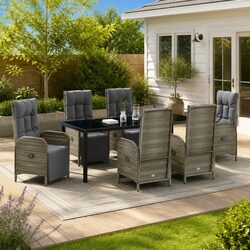 Concise 7-Piece Garden Dining Set for Outdoor Use