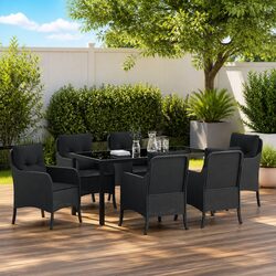 Concise 7-Piece Garden Dining Set in Black