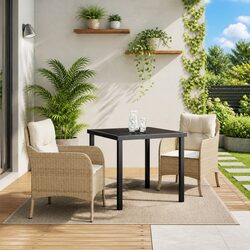 Garden Dining Set 3 Piece Outdoor Furniture with Cushions Beige Poly Rattan