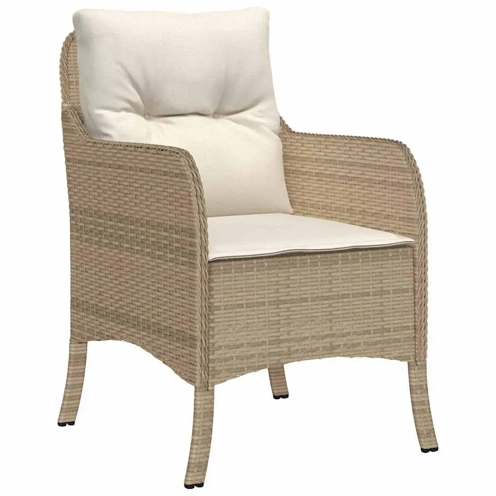 Garden Dining Set 3 Piece Outdoor Furniture with Cushions Beige Poly Rattan