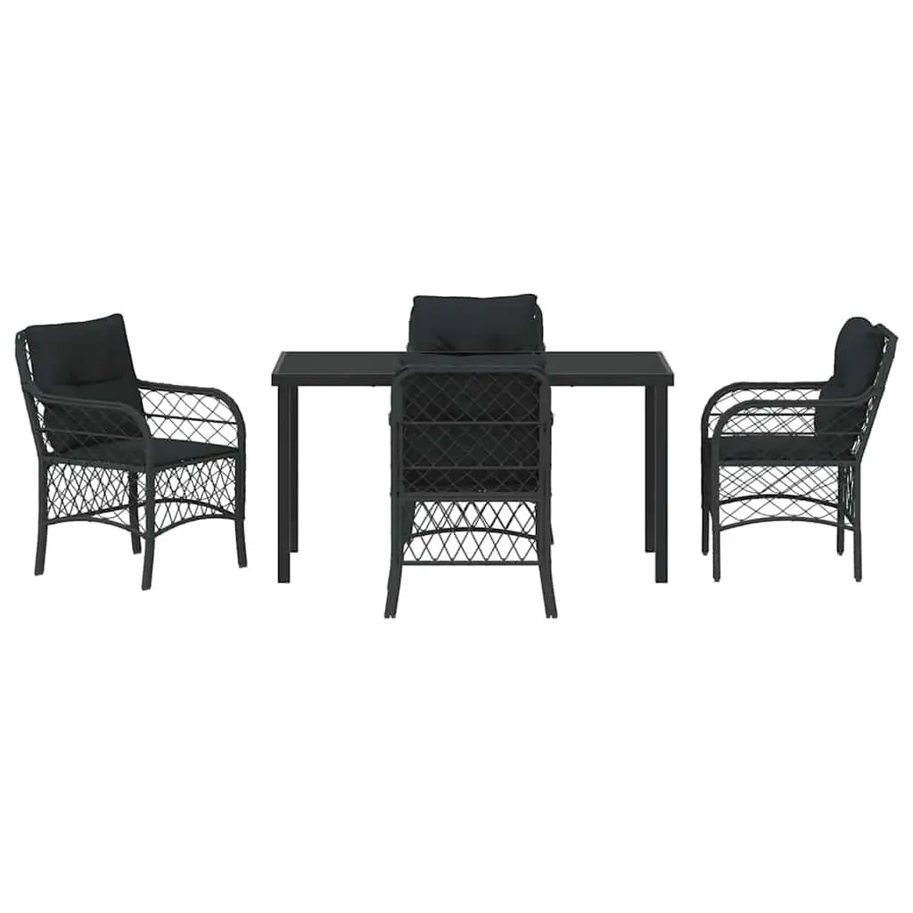 Garden Dining Set Black 5 Piece Outdoor Furniture Patio Table Chairs Cushions