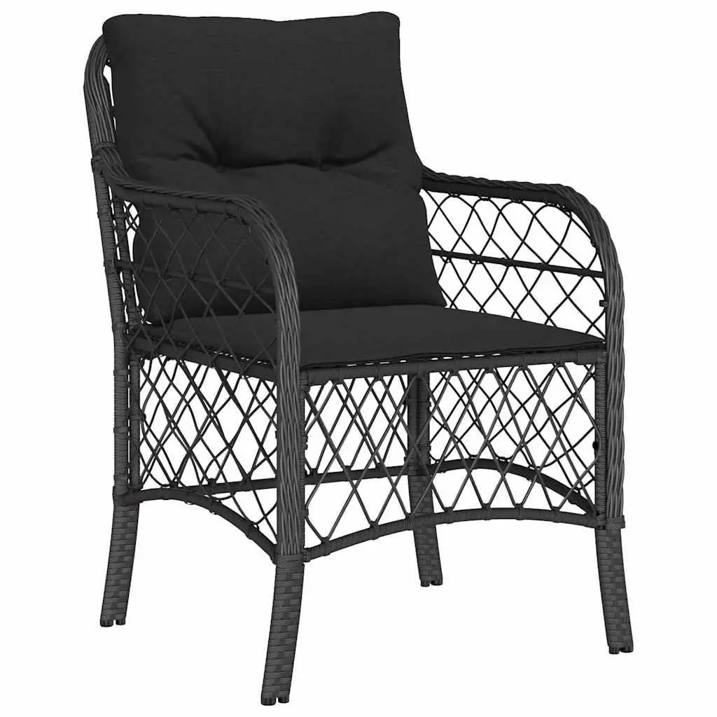 Garden Dining Set 5 Piece Outdoor Furniture Black Poly Rattan Steel Frame