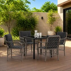 5-Piece Grey Outdoor Dining Set with Easy Maintenance