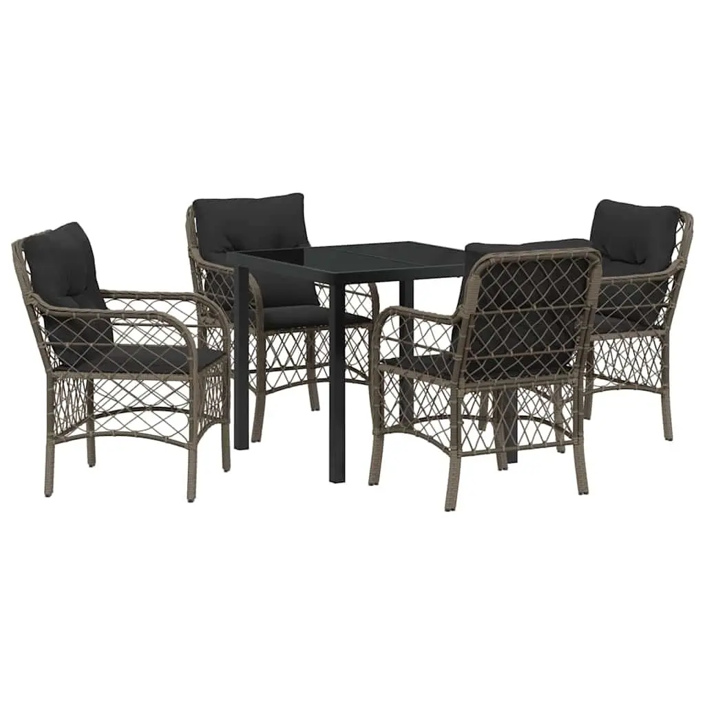 5-Piece Grey Outdoor Dining Set with Easy Maintenance