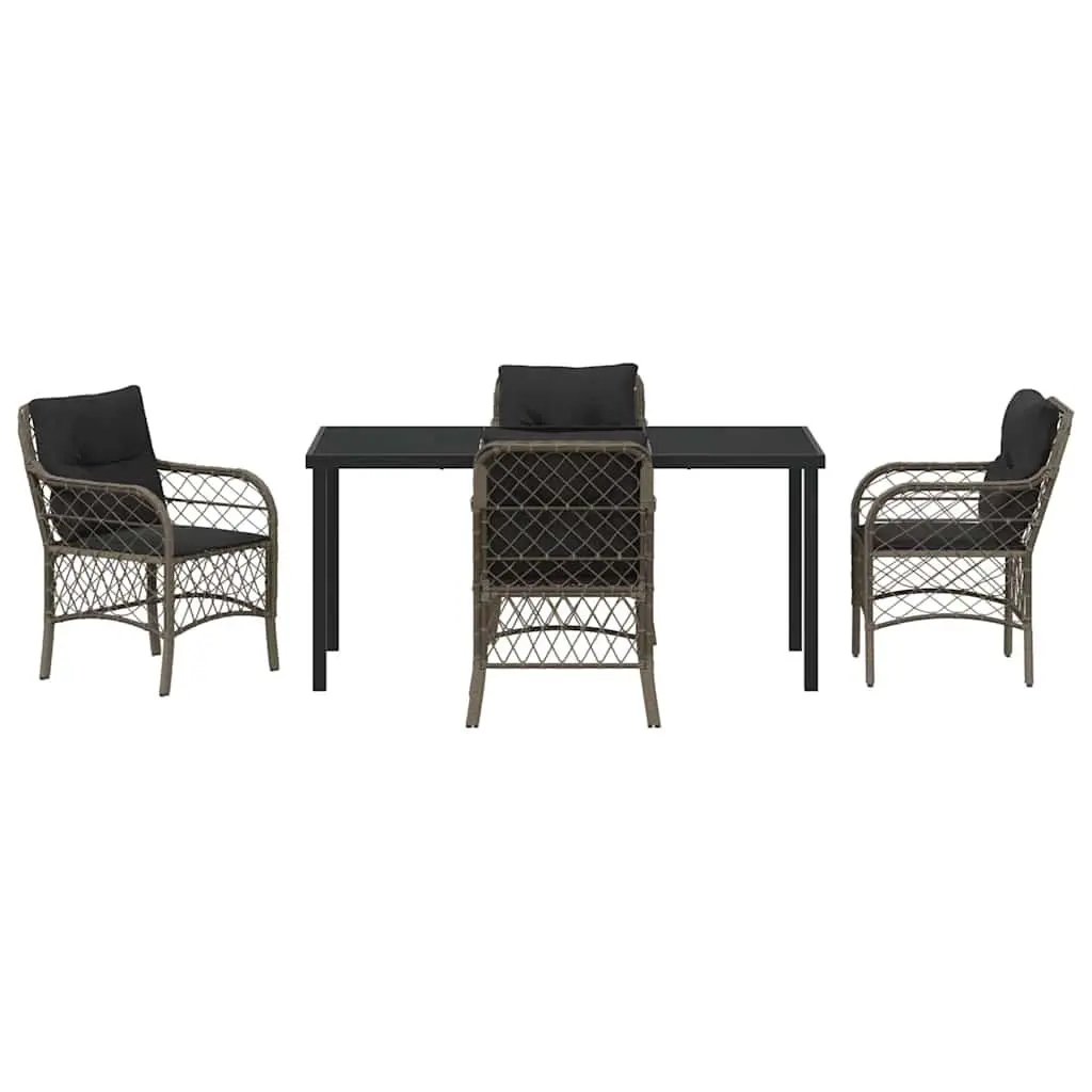 Garden Dining Set 5 Pieces Outdoor Furniture Grey Poly Rattan Patio Chair Table