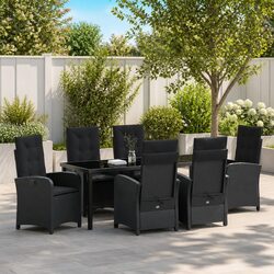 Garden Dining Set 7 Piece Outdoor Furniture Patio Table Chairs with Cushions