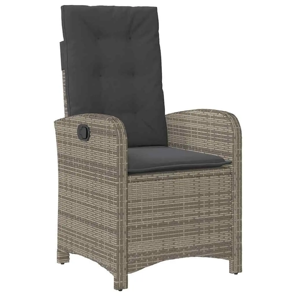 Garden Dining Set 5 Piece Outdoor Furniture Grey Poly Rattan with Cushions
