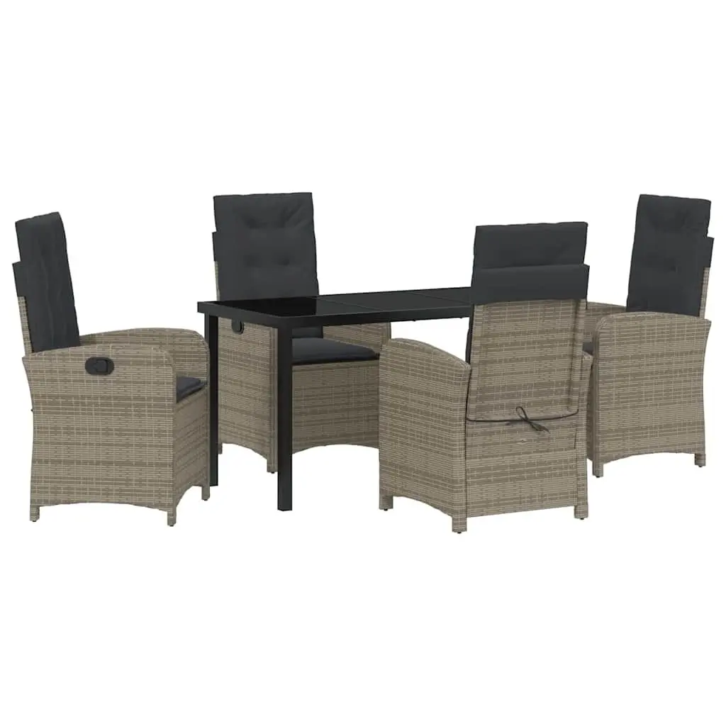Garden Dining Set Grey 5 Piece Outdoor Furniture Rattan Chairs Table Cushion