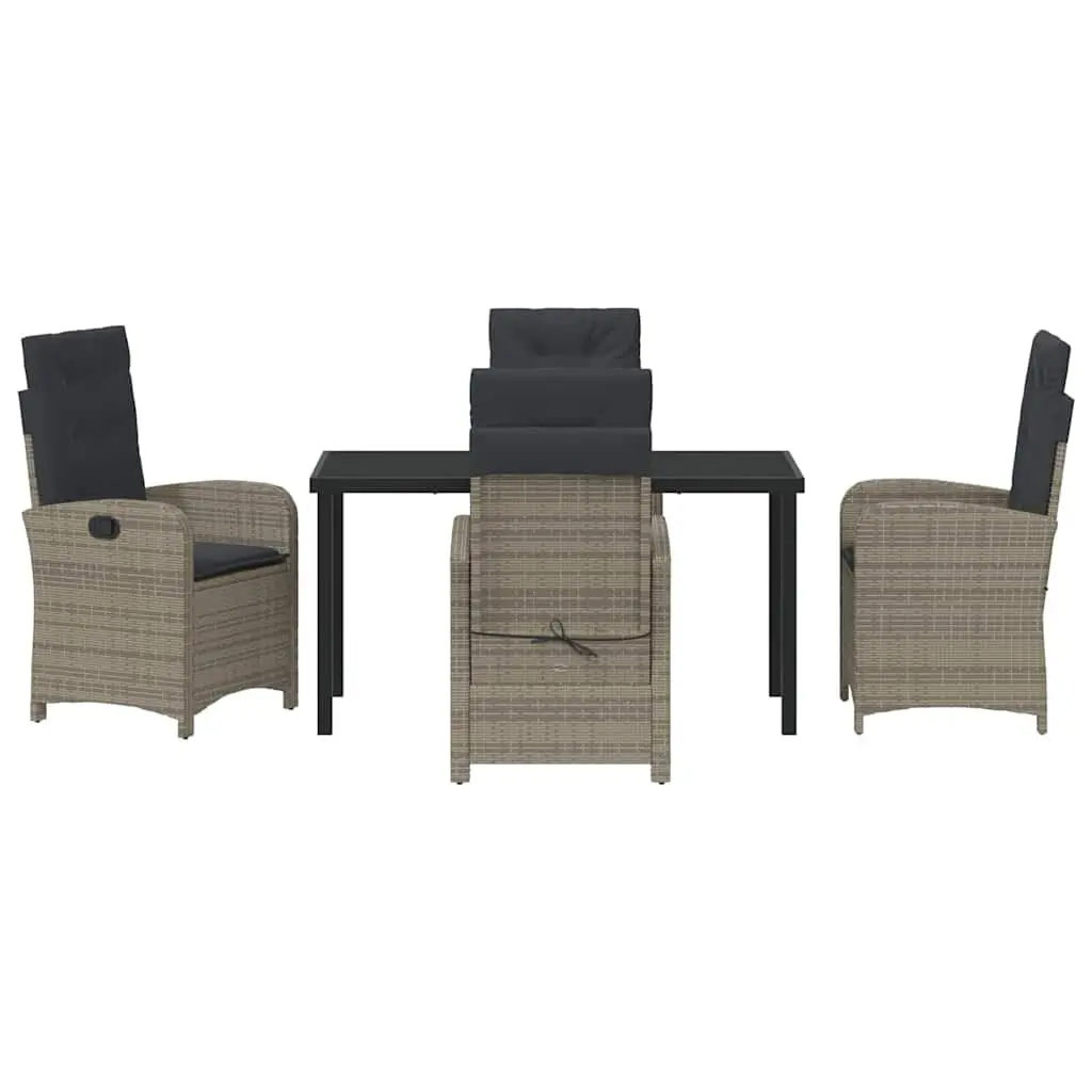 Garden Dining Set Grey 5 Piece Outdoor Furniture Rattan Chairs Table Cushion