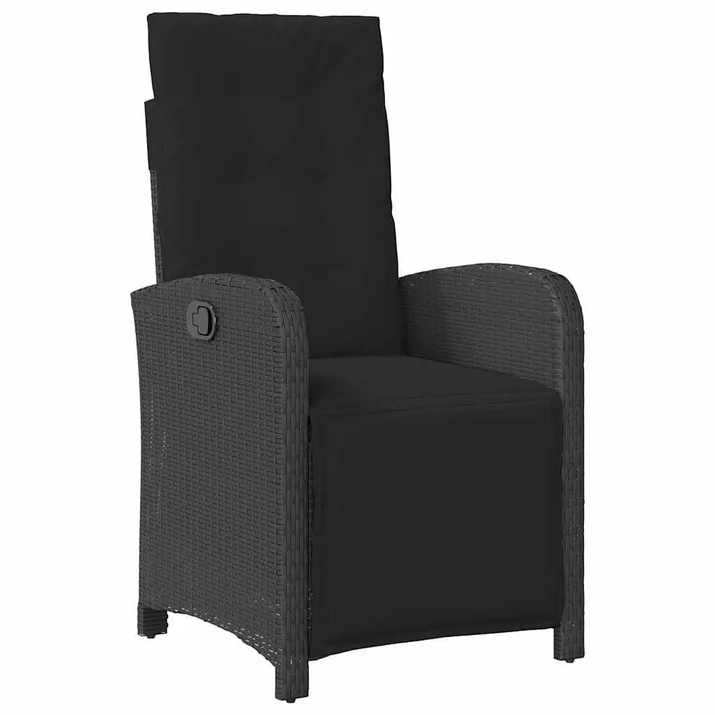 Outdoor Garden Dining Set 3 Piece Black Poly Rattan Patio Furniture Glass Top