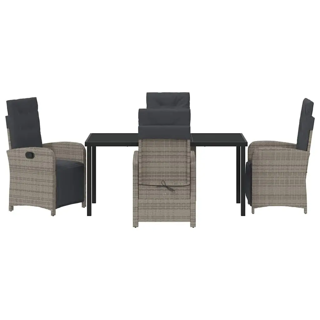 Garden Dining Set Grey 5 Pieces Poly Rattan Outdoor Furniture with Cushions