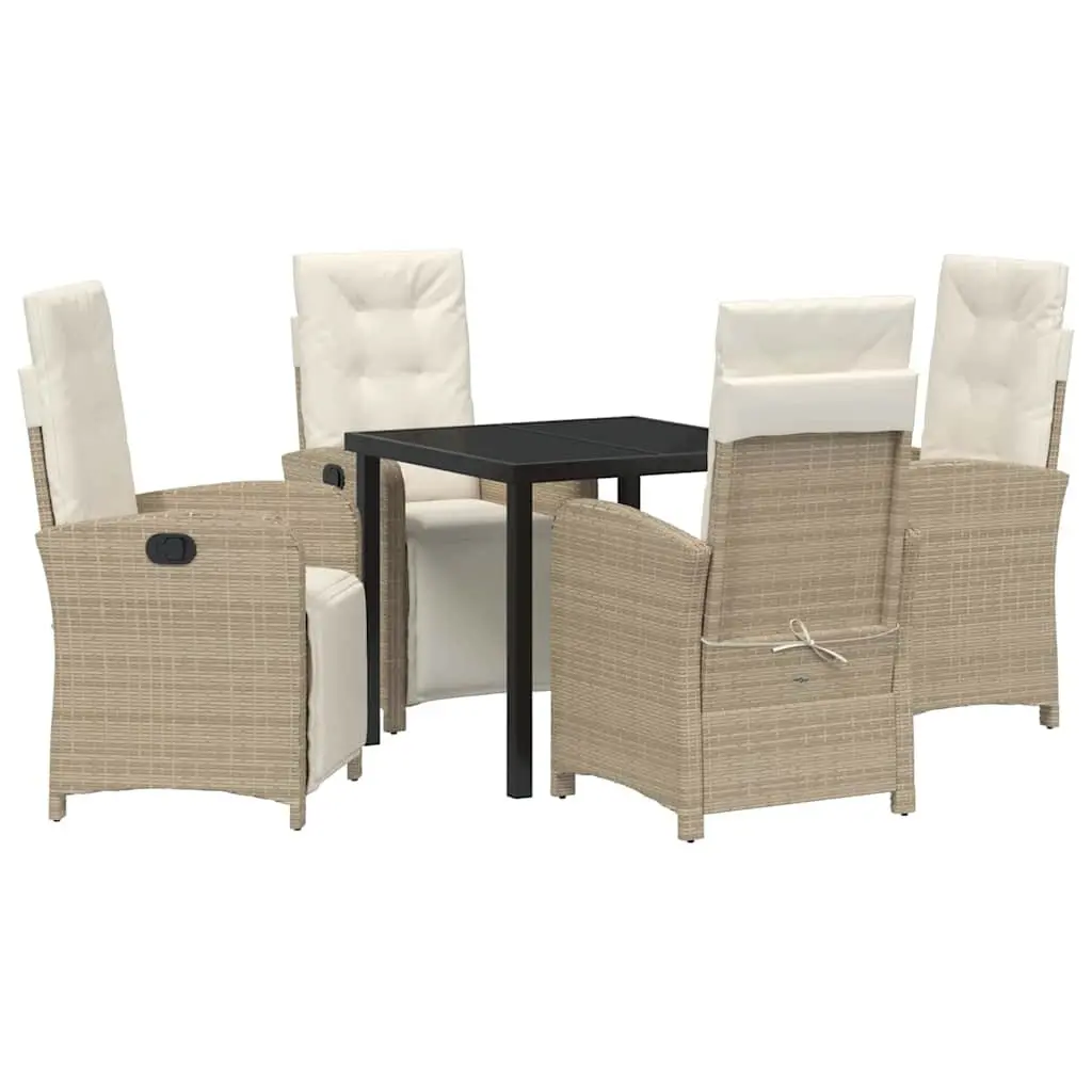 Garden Dining Set 5 Piece Outdoor Furniture Poly Rattan Chair Table Beige