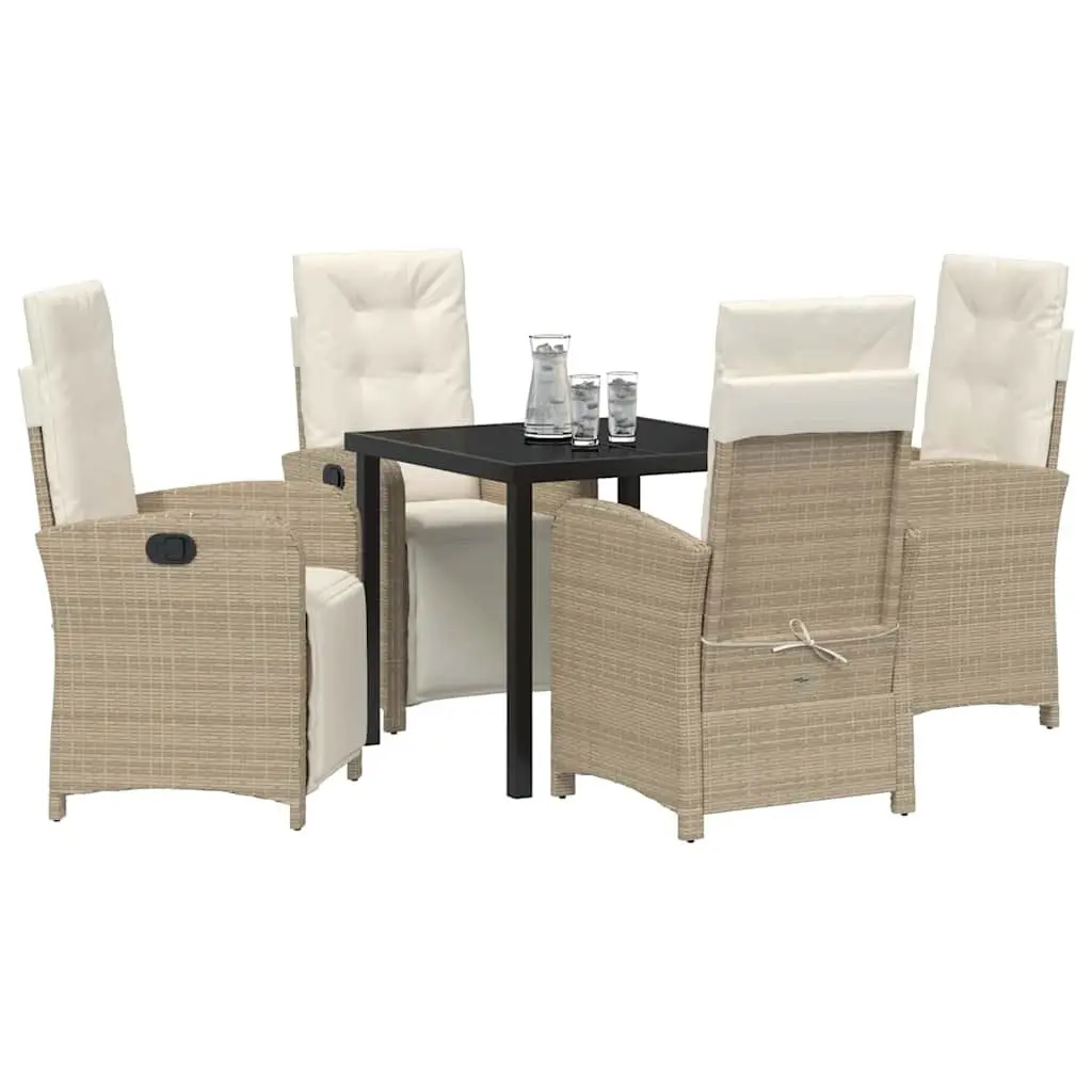 Garden Dining Set 5 Piece Outdoor Furniture Poly Rattan Chair Table Beige