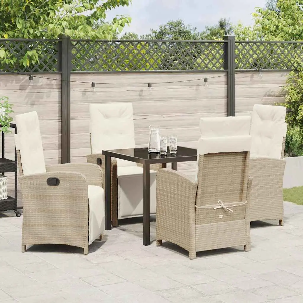 Garden Dining Set 5 Piece Outdoor Furniture Poly Rattan Chair Table Beige