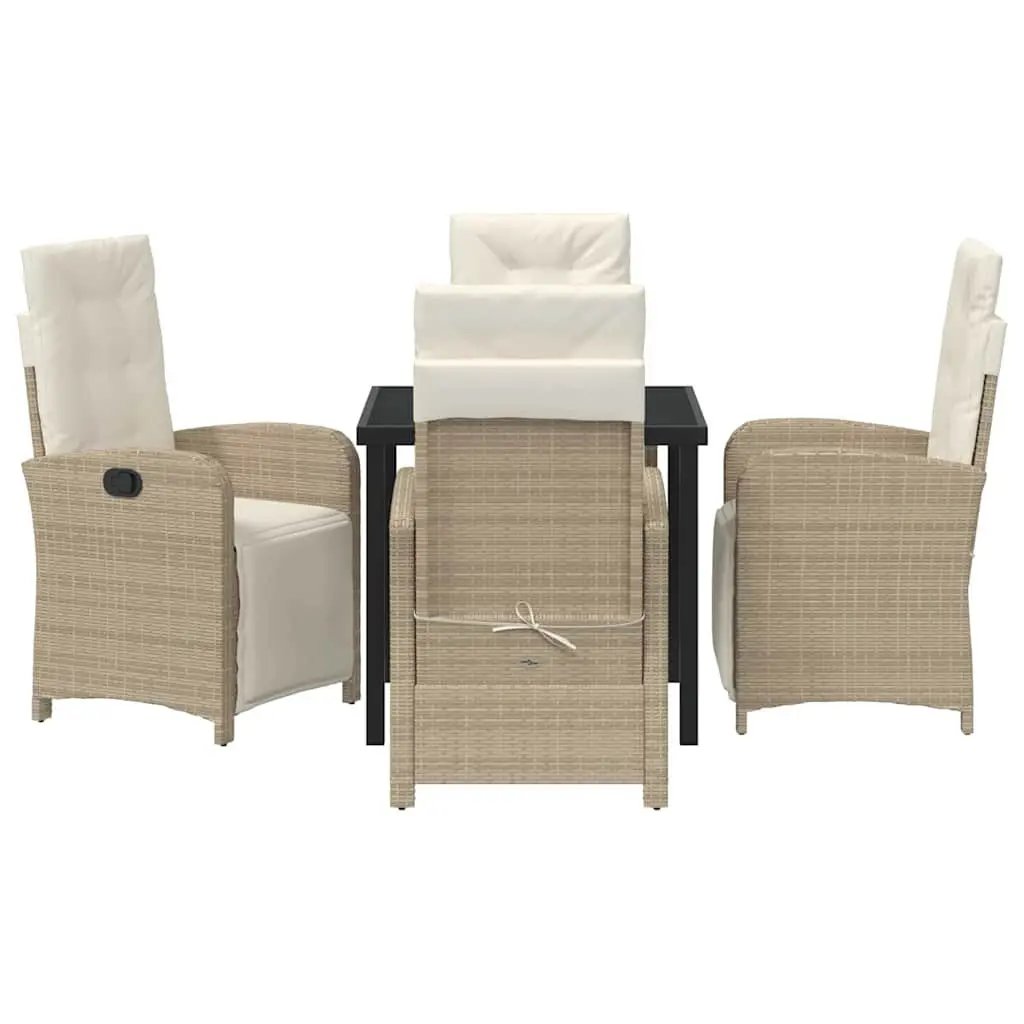 Garden Dining Set 5 Piece Outdoor Furniture Poly Rattan Chair Table Beige