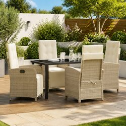 Compact 5-Piece Outdoor Dining Set - Beige Poly Rattan