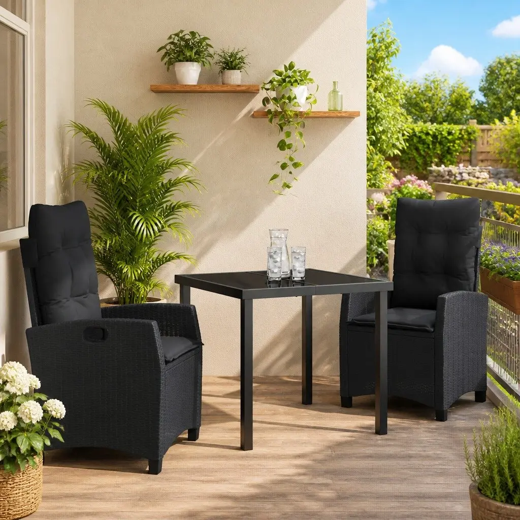 3 Piece Black Dining Set