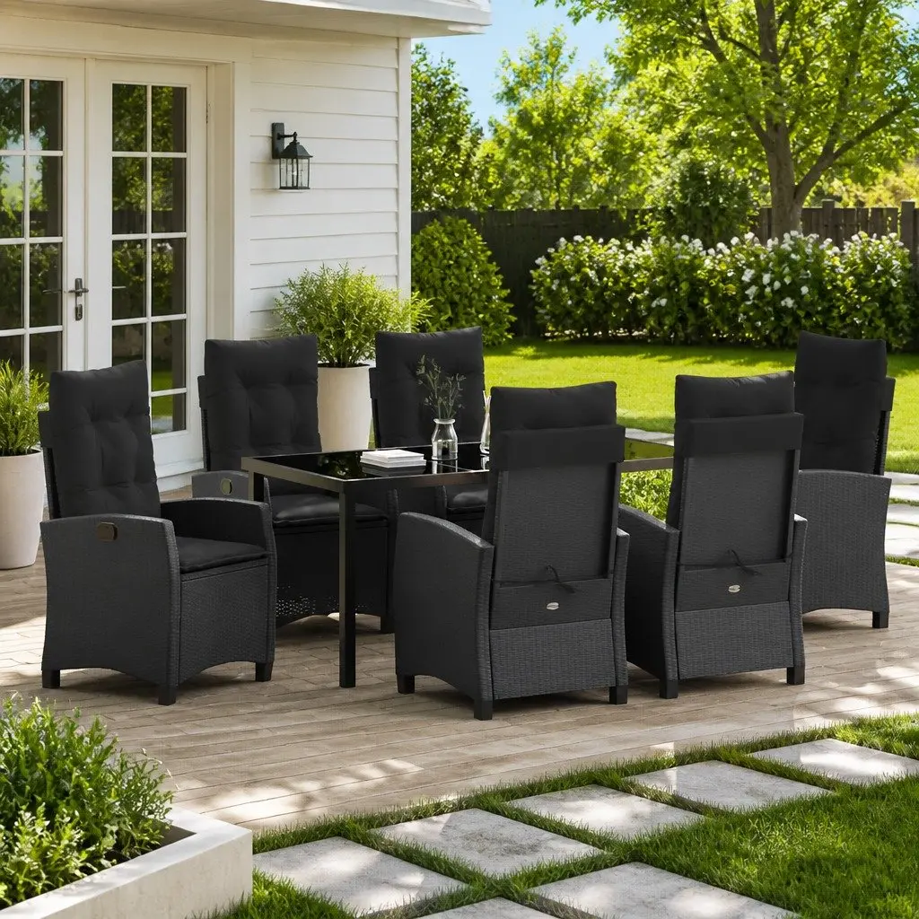 Garden Dining Set 7 Piece Outdoor Furniture Patio Table Chairs with Cushions