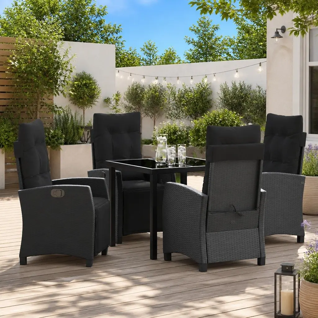 Garden Dining Set 5 Piece Outdoor Furniture Poly Rattan Table Chairs Cushions