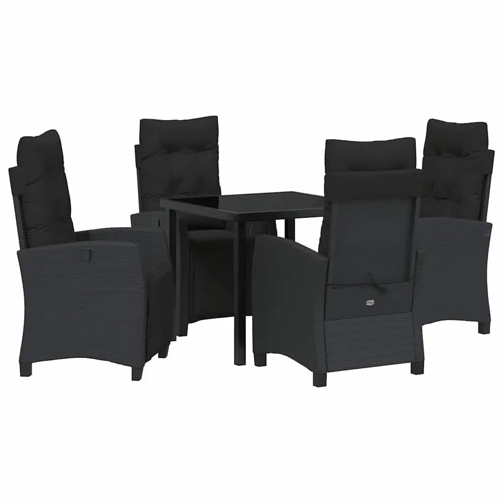 Garden Dining Set 5 Piece Outdoor Furniture Poly Rattan Table Chairs Cushions