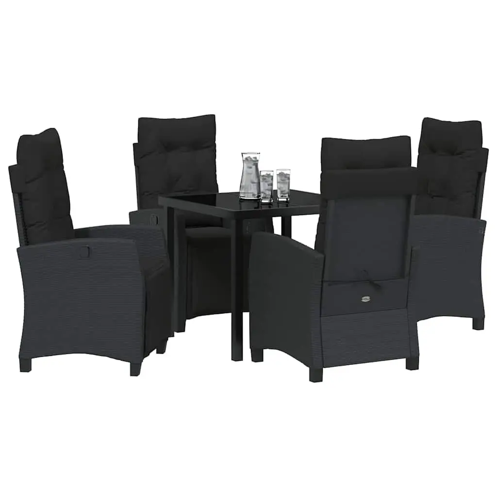 Garden Dining Set 5 Piece Outdoor Furniture Poly Rattan Table Chairs Cushions