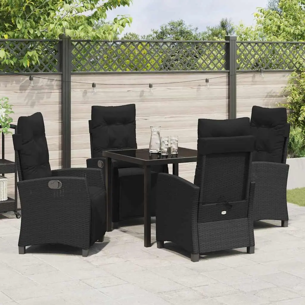 Garden Dining Set 5 Piece Outdoor Furniture Poly Rattan Table Chairs Cushions