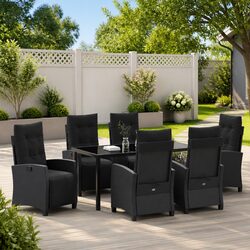 Stylish 7 Piece Black Outdoor Dining Set, Perfect for You