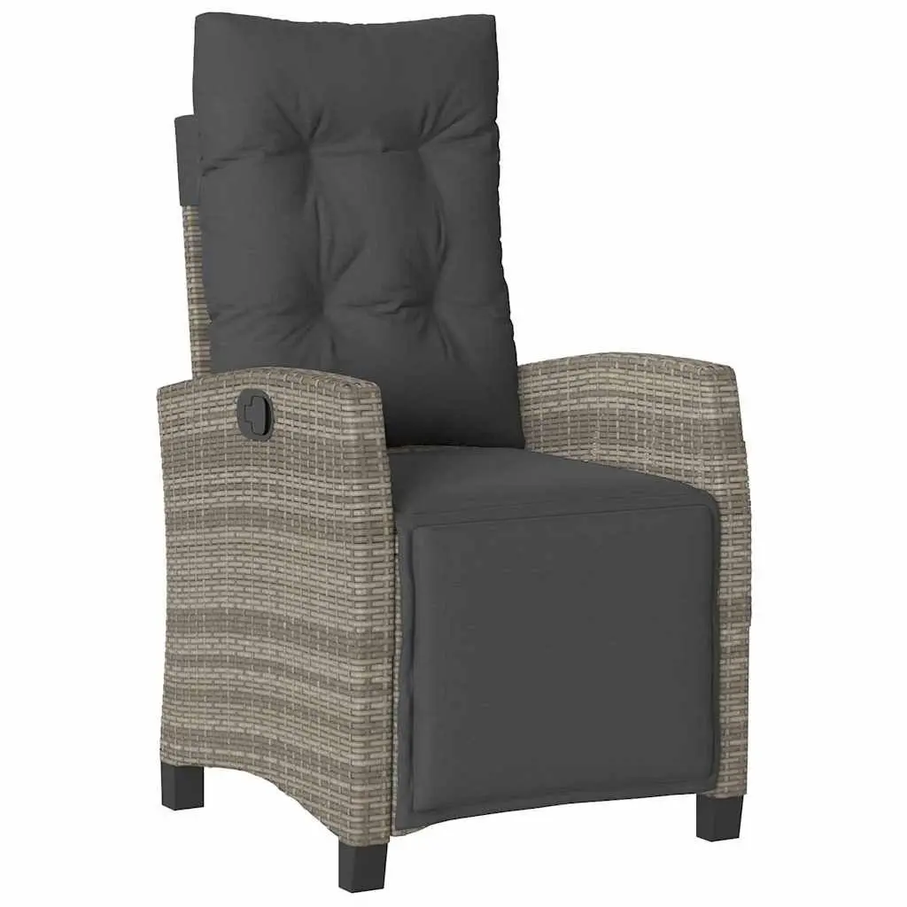Garden Dining Set 5 Piece Grey Poly Rattan Outdoor Furniture with Cushion Pads