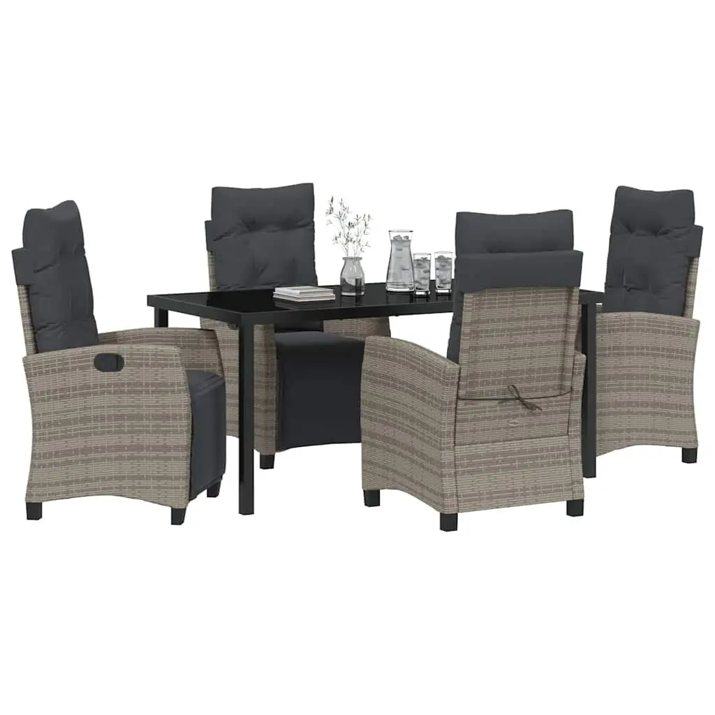 Grey Garden Dining Set Outdoor Furniture 5 Piece Poly Rattan Patio Table Chairs