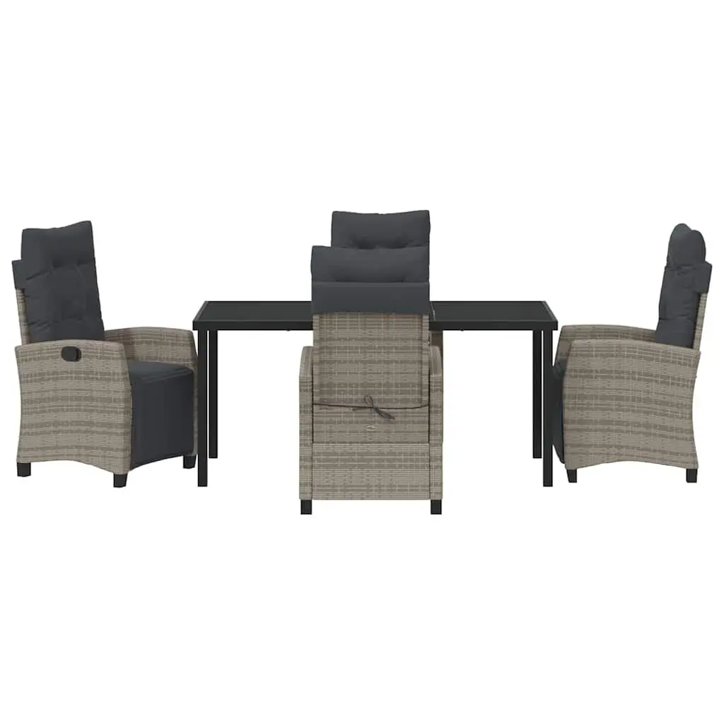 Grey Garden Dining Set Outdoor Furniture 5 Piece Poly Rattan Patio Table Chairs