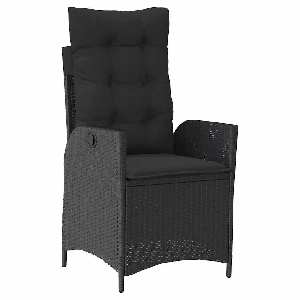 Garden Dining Set 3 Piece Outdoor Patio Furniture Black Poly Rattan Glass Table