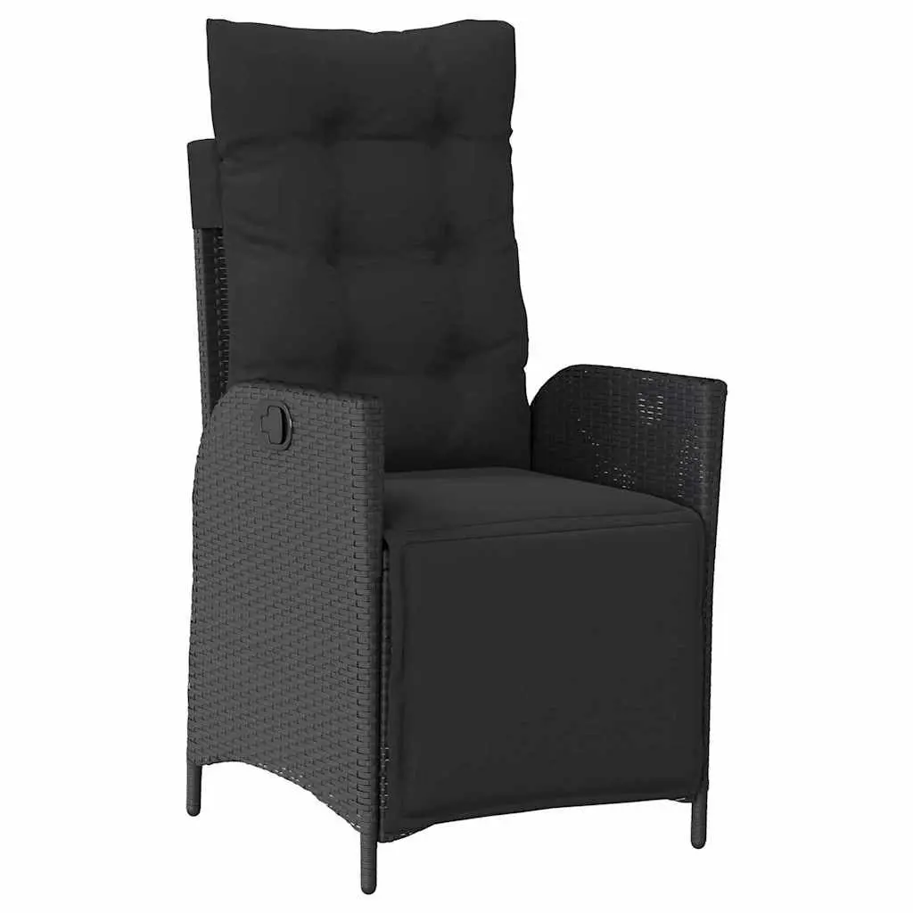 Garden Dining Set 5 Pieces Outdoor Furniture Black Poly Rattan with Cushions