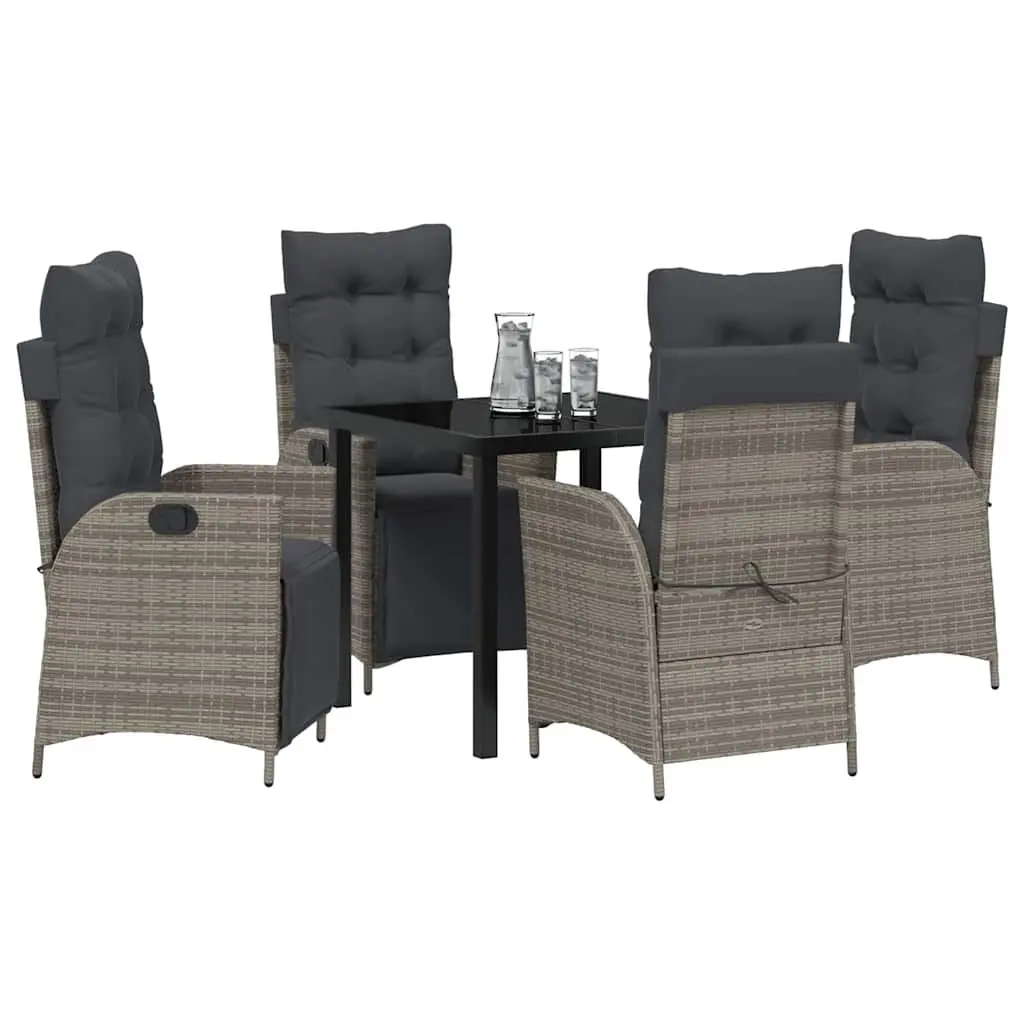 Garden Dining Set 5-Piece Outdoor Furniture Poly Rattan Patio Table Chairs