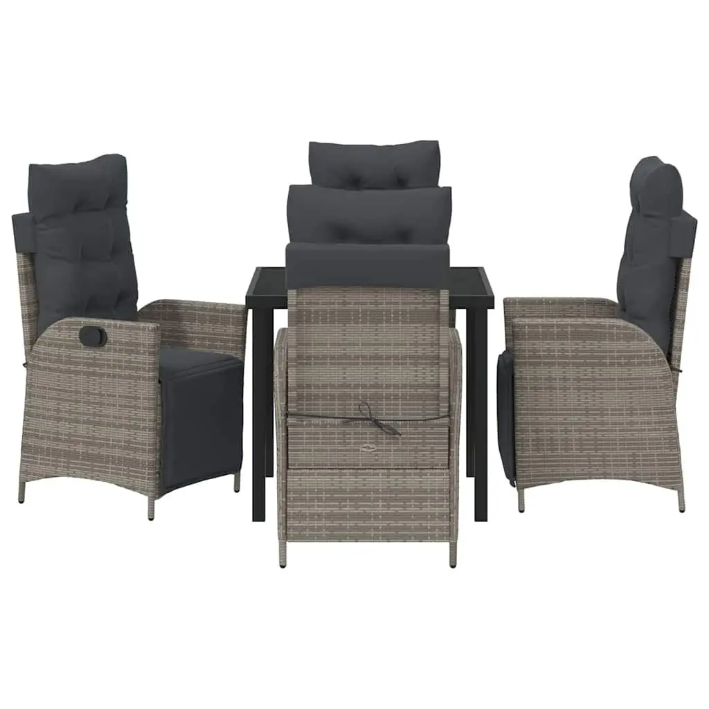 Garden Dining Set 5-Piece Outdoor Furniture Poly Rattan Patio Table Chairs