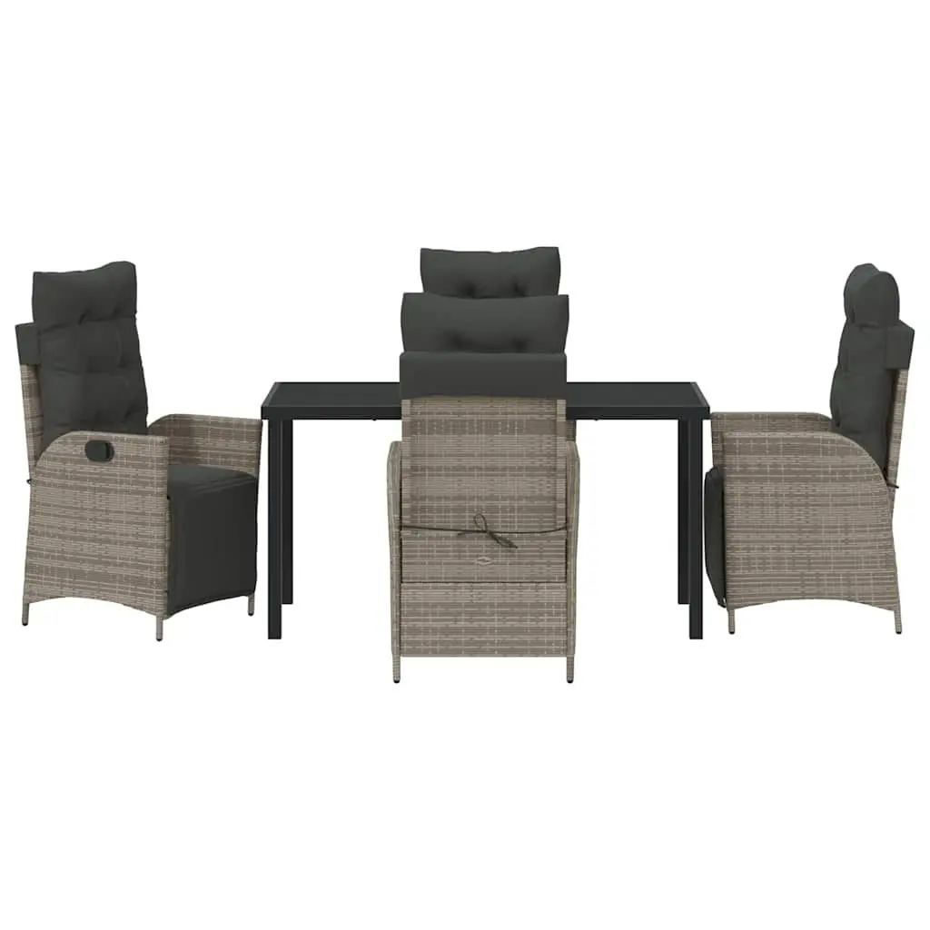 Garden Dining Set Grey 5 Pieces Poly Rattan Outdoor Furniture with Cushions