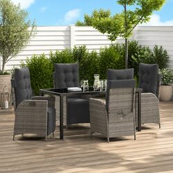 Sleek Grey Outdoor Dining Set 5 Pieces with Cushions for Your Garden