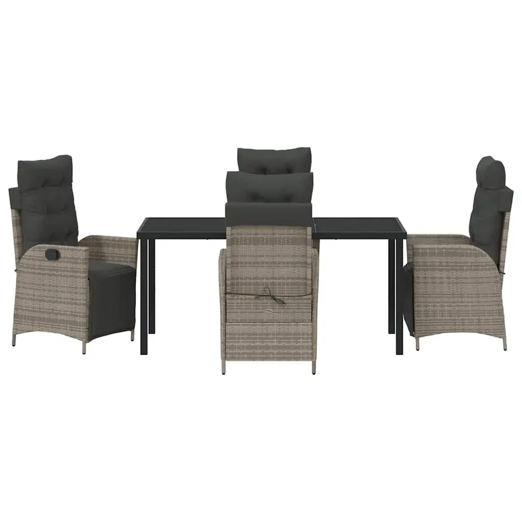 Garden Dining Set Grey 5 Pieces Outdoor Furniture Rectangular with Cushions