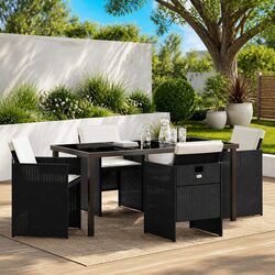 5-Piece Black Garden Dining Set for Outdoor Fun