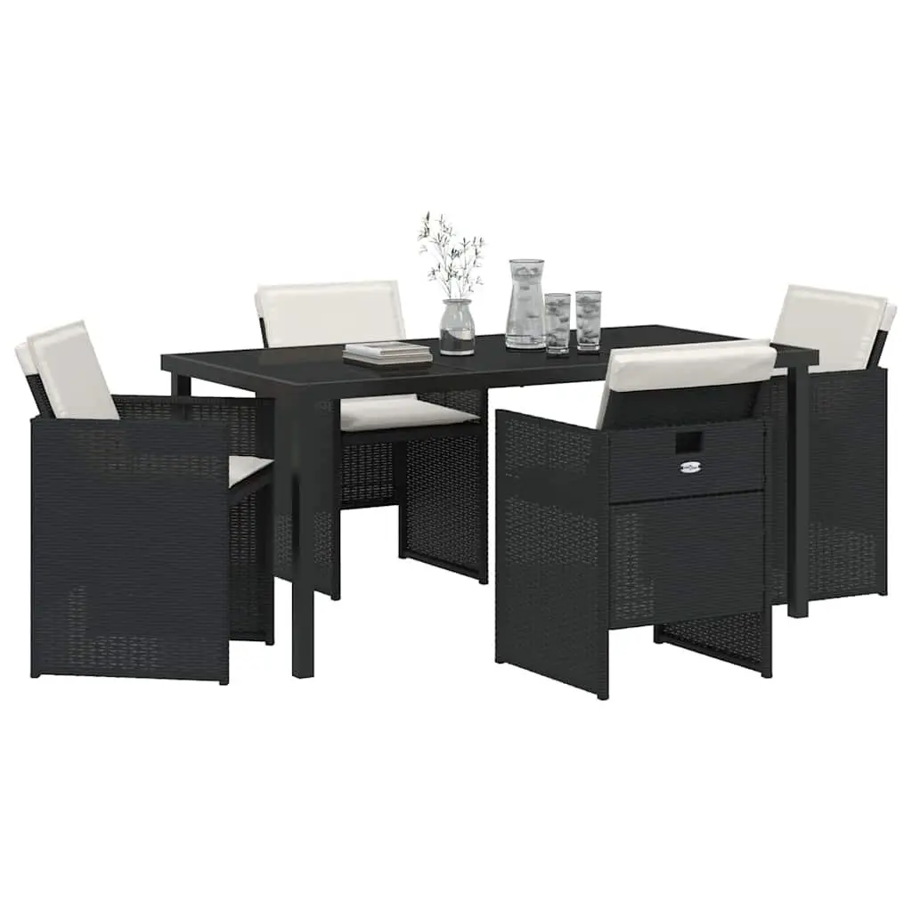 5-Piece Black Garden Dining Set for Outdoor Fun