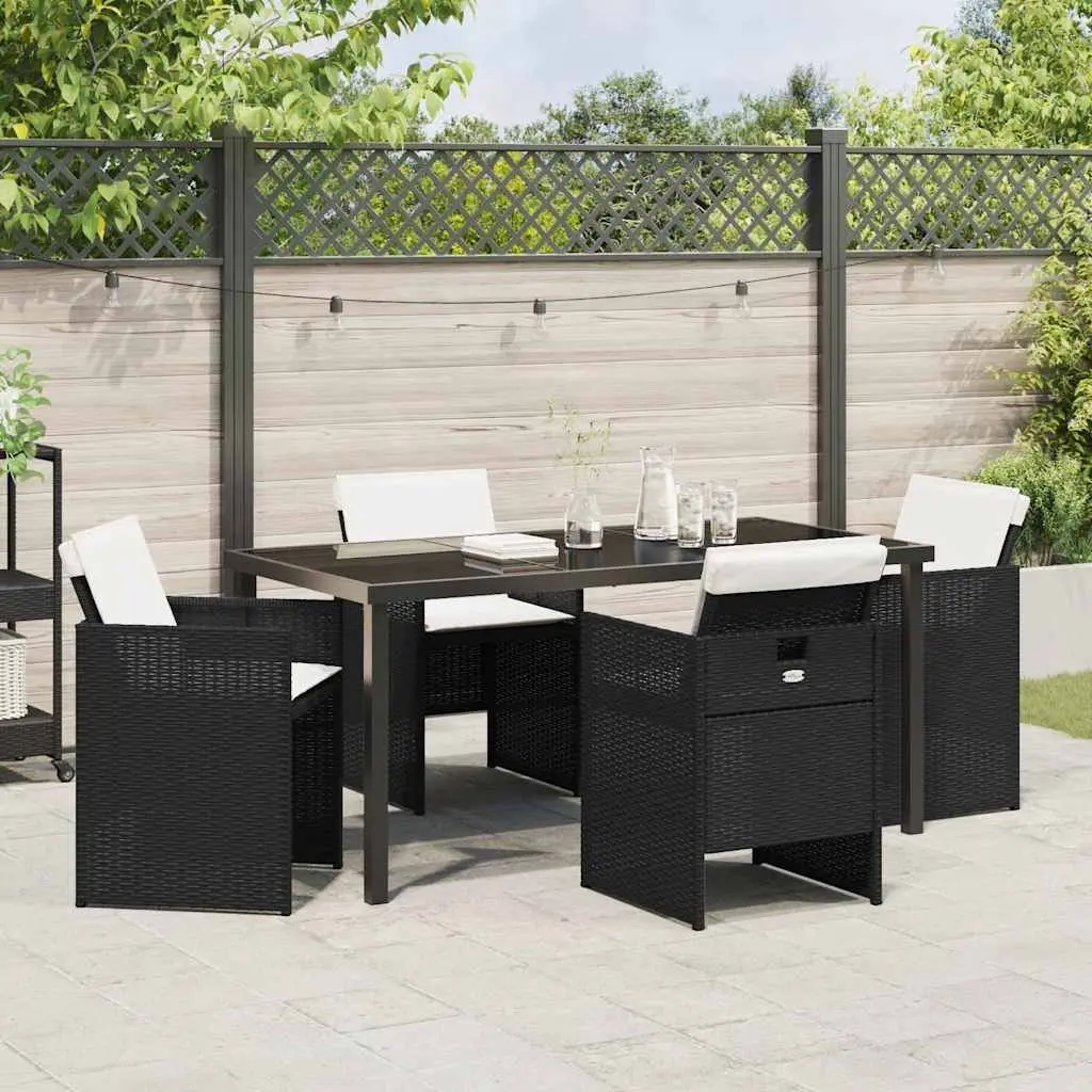 5-Piece Black Garden Dining Set for Outdoor Fun
