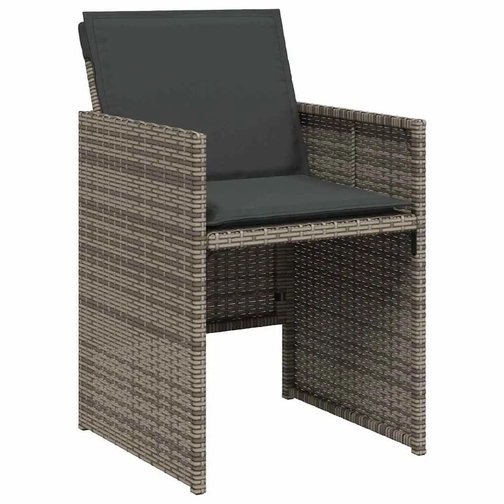 Garden Dining Set 5 Pieces Grey Outdoor Furniture Poly Rattan Metal Frame Glass