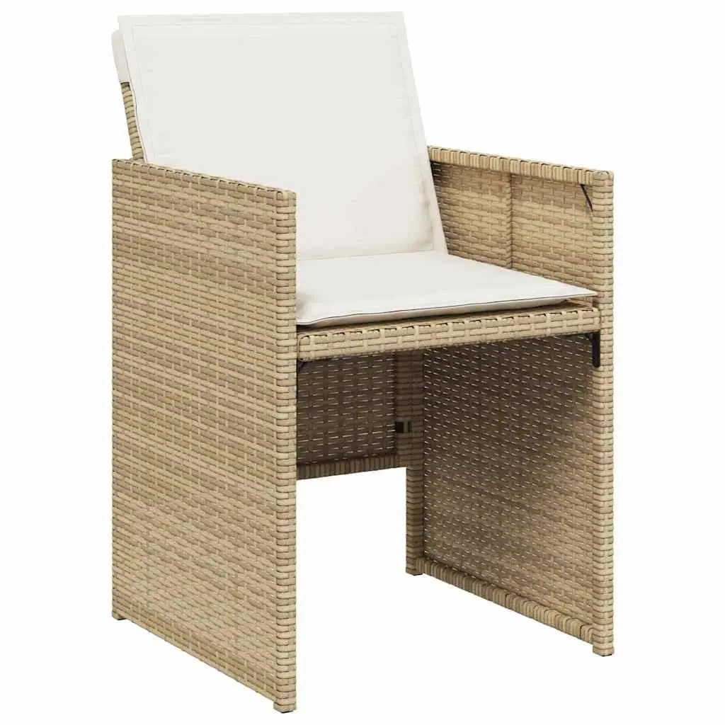Garden Dining Set 5 Pieces Beige Outdoor Furniture with Glass Table and Rattan