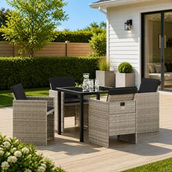 Efficient 5-Piece Light Grey Garden Dining Set