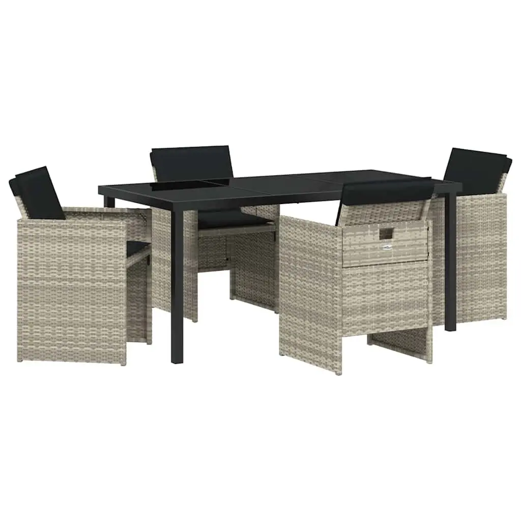 Garden Dining Set 5 Piece Outdoor Furniture Light Grey Poly Rattan Steel