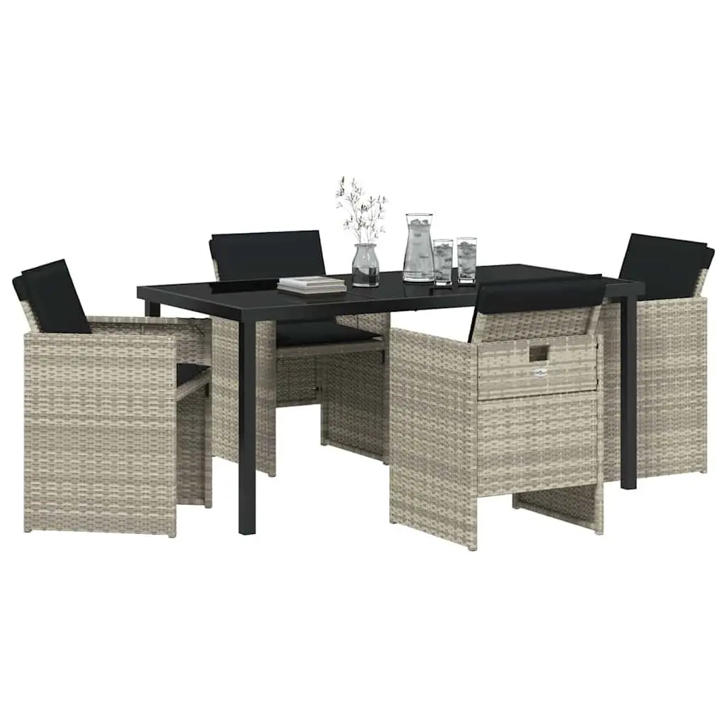 Garden Dining Set 5 Piece Outdoor Furniture Light Grey Poly Rattan Steel