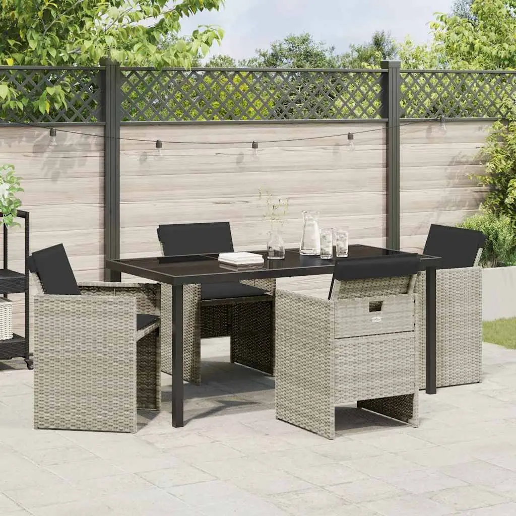 Garden Dining Set 5 Piece Outdoor Furniture Light Grey Poly Rattan Steel