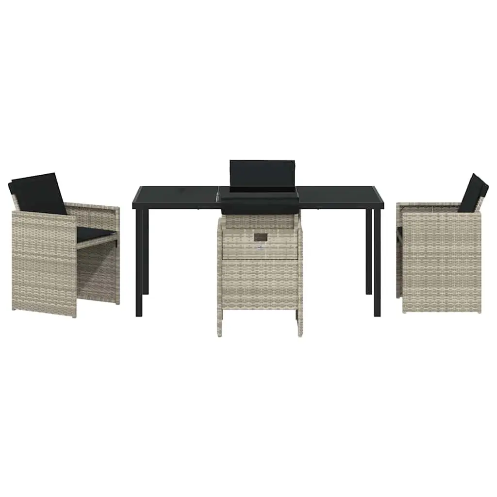 Garden Dining Set 5 Piece Outdoor Furniture Light Grey Poly Rattan Steel