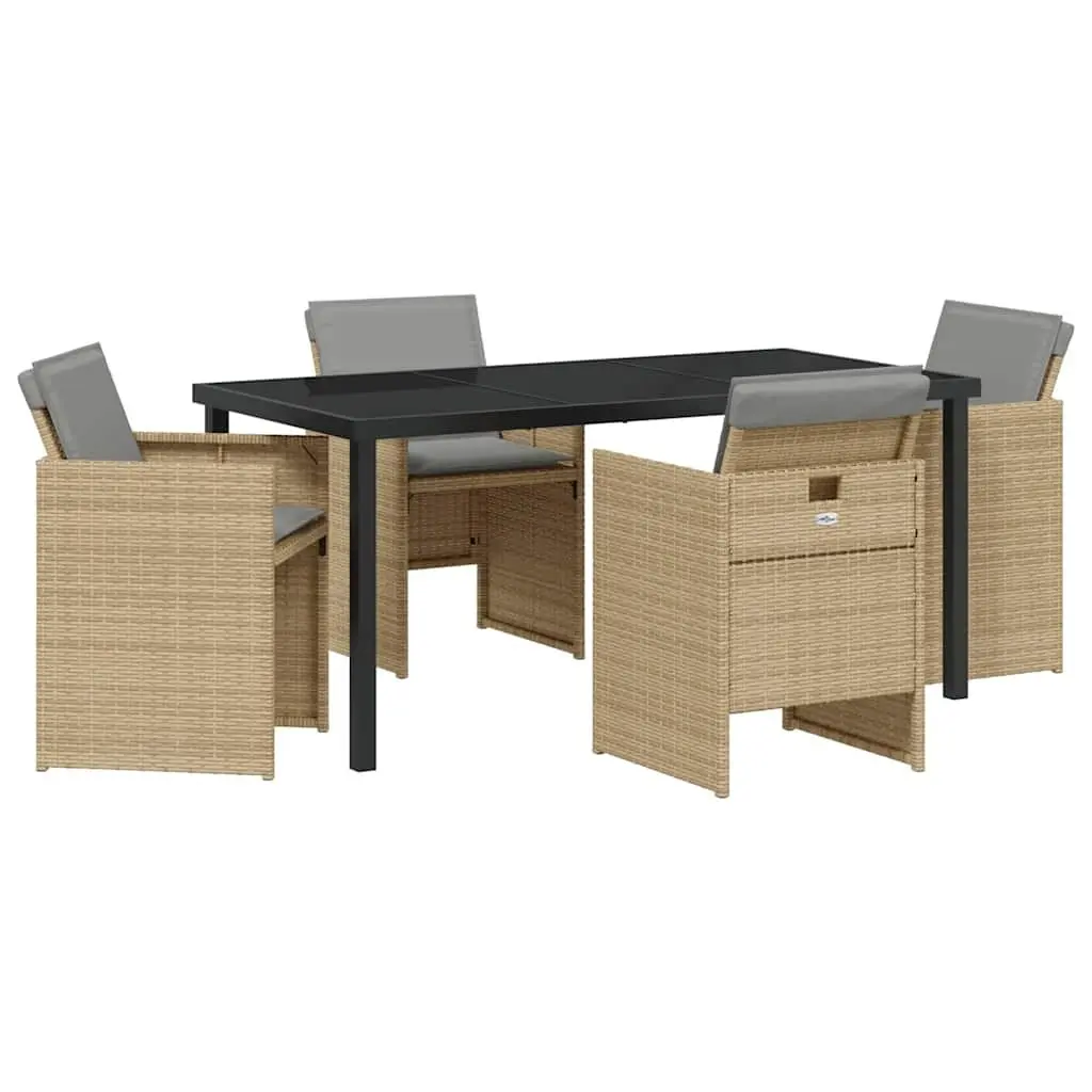 Garden Dining Set 5 Pieces Beige Outdoor Furniture Table Chairs Patio Seating