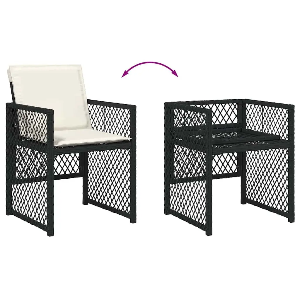 Outdoor Garden Dining Set 5-Piece Black Poly Rattan Furniture Patio Table Chairs