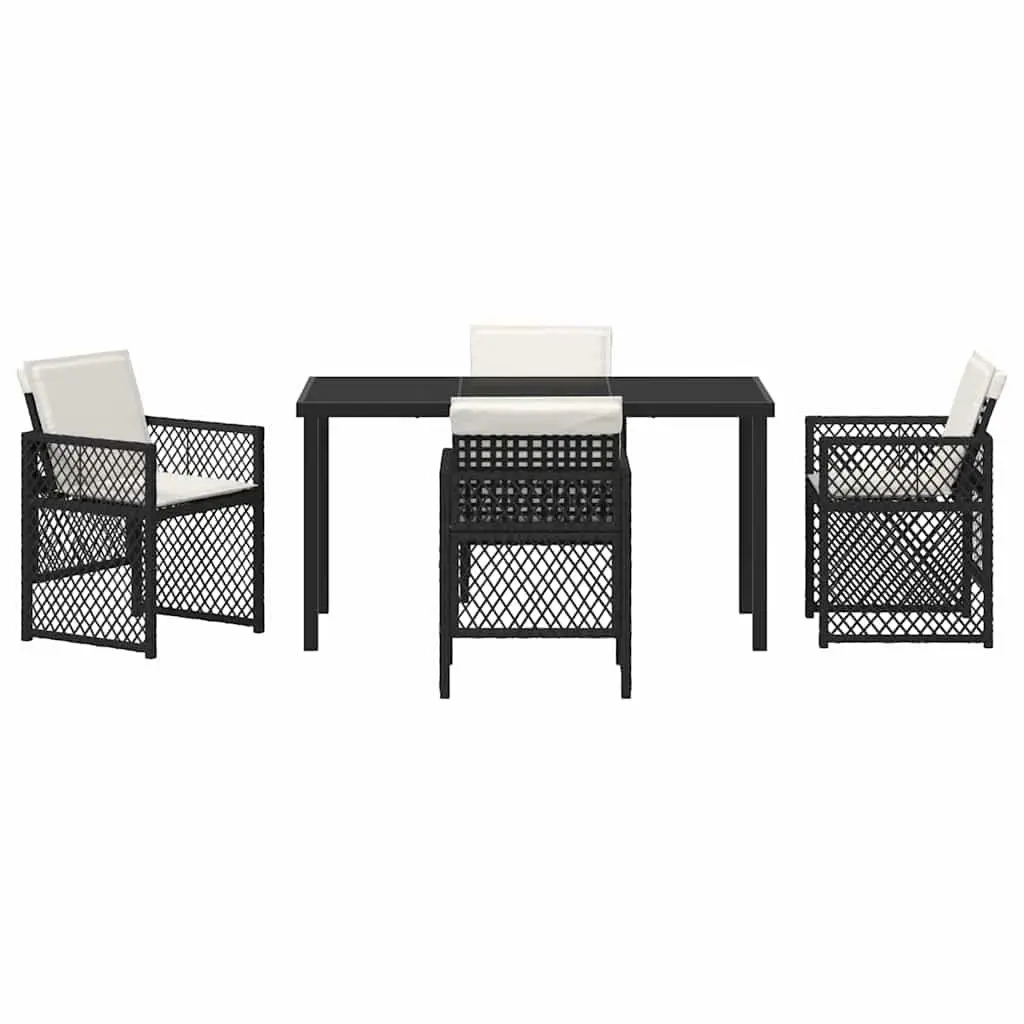 5-Piece Black Garden Dining Set with Glass Top